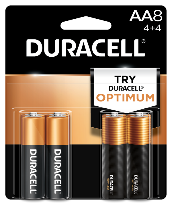 1.5V Alkaline AA Batteries, 4 Coppertop + 4 Optimum, 8 Pack (Limited Time Offer)