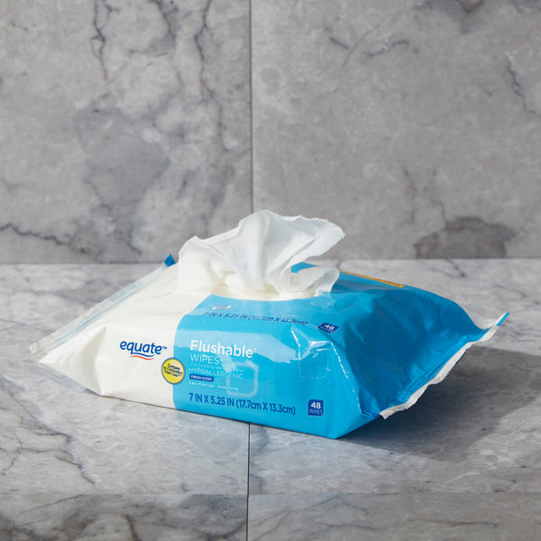 Flushable Wipes, Fresh Scent, 5 packs of 48 wipes, 240 wipes total